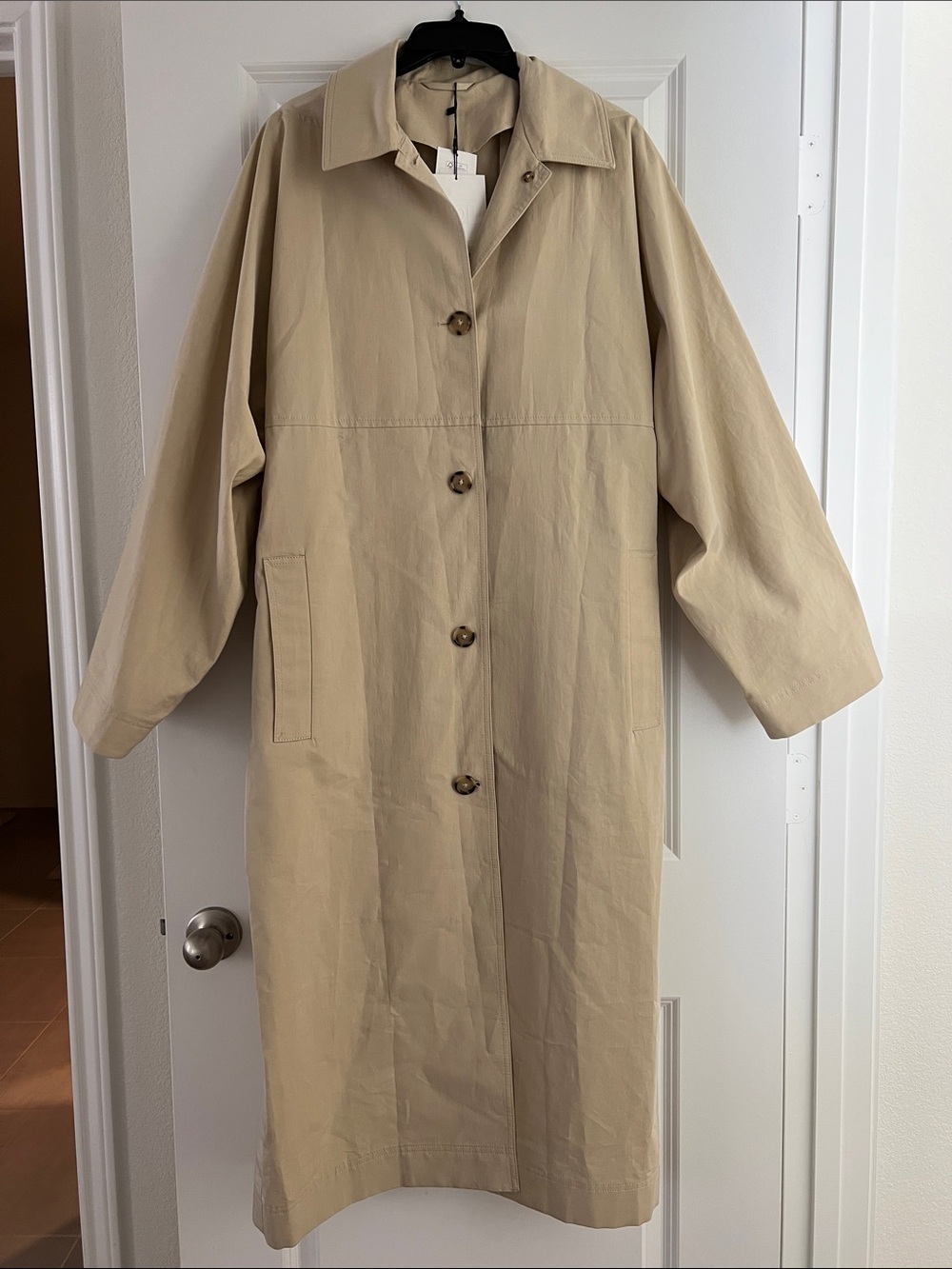 Toteme Tumbled Cotton-Silk Belted Long Trench Coat